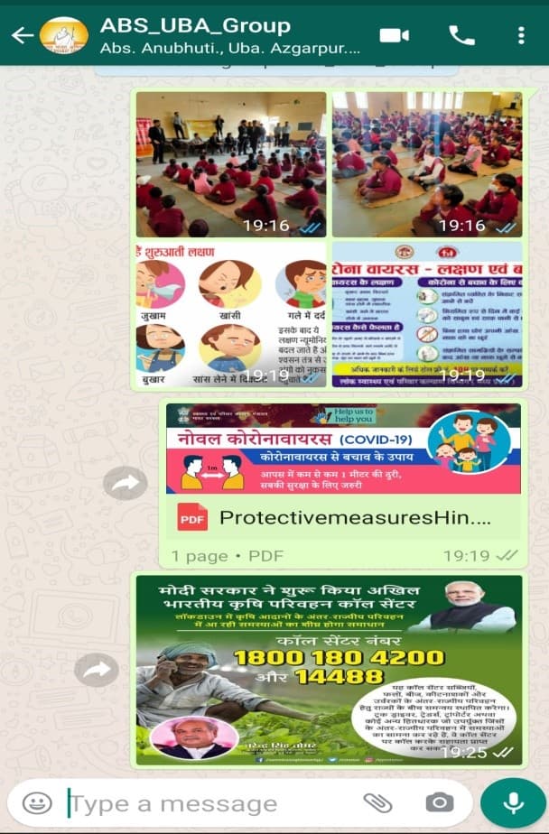 WhatsApp Group Created having Gram Pradhans, NGO’s and Institute UBA Cell.