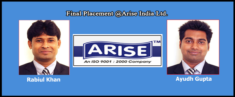 Final Placement @Arise India Ltd.